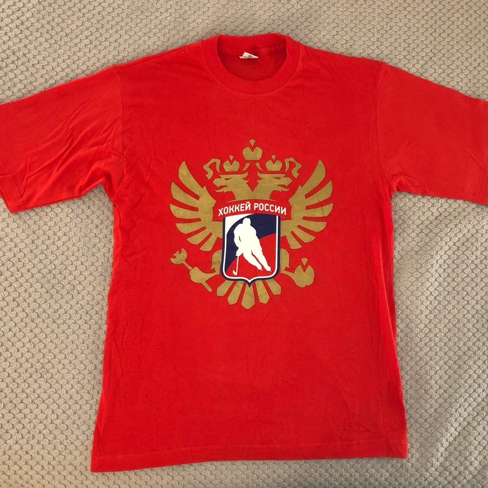 Хоккей России Ice Hockey Federation of Russia Short Sleeve Red Graphic T-Shirt